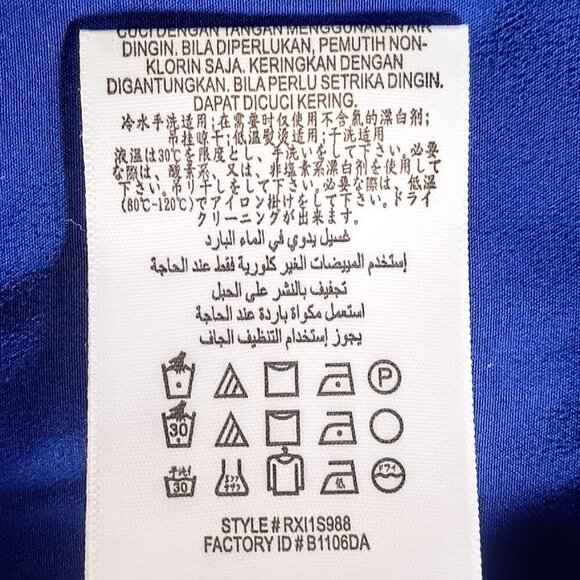 BCBGMaxAzria Bridgete Royal Blue Silk Split Back Tunic Top - Picture 7 of 8